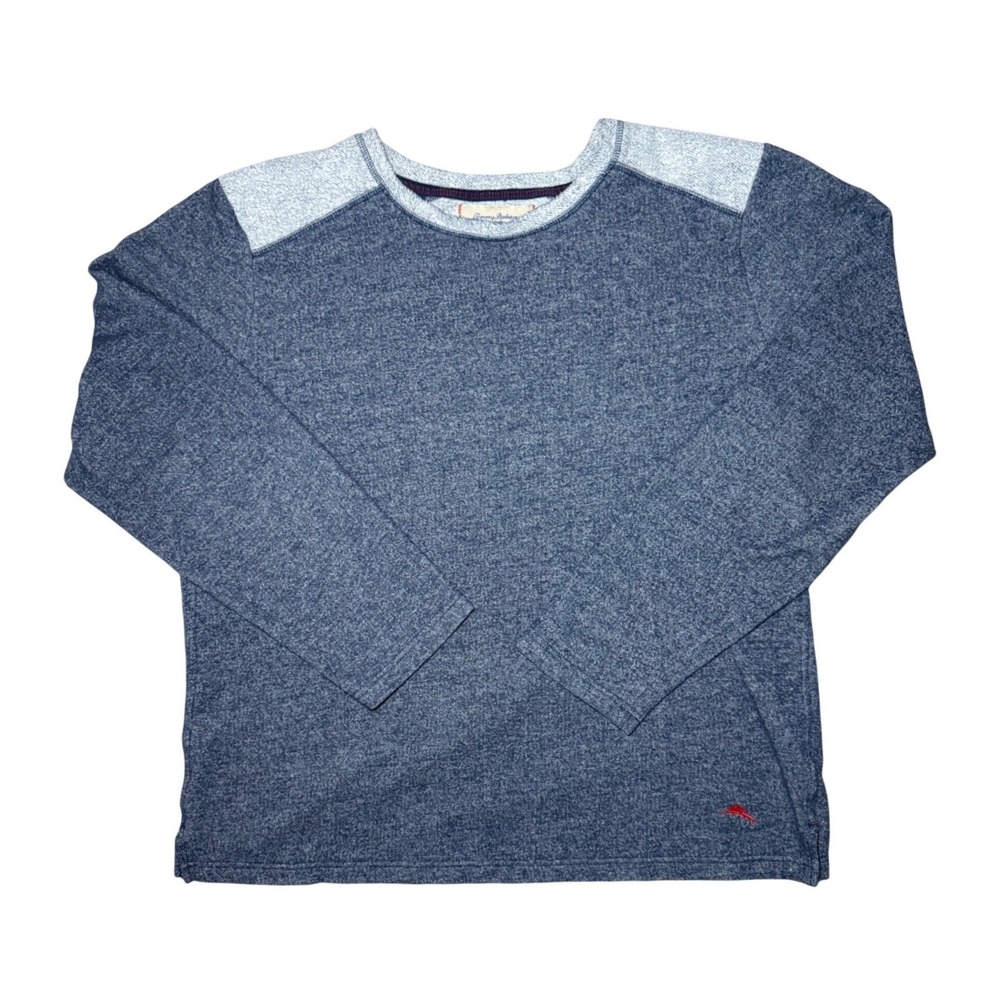 Tommy Bahama Mens XL Blue Heather Long Sleeve Pullover Crew Neck Shirt